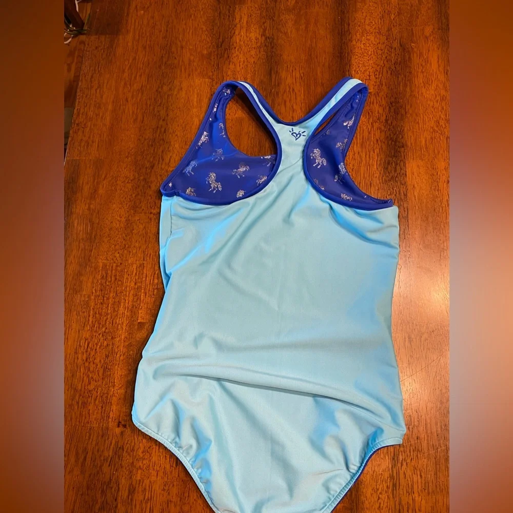 Justice Reversible unicorn one-piece swimming suit